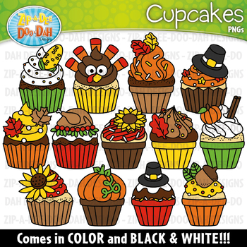 Preview of Thanksgiving Cupcakes Clipart Set {Zip-A-Dee-Doo-Dah Designs}