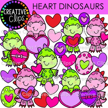 Preview of {FLASH FREEBIE!} Valentine Heart Dinosaurs {Valentine's Day Clipart}