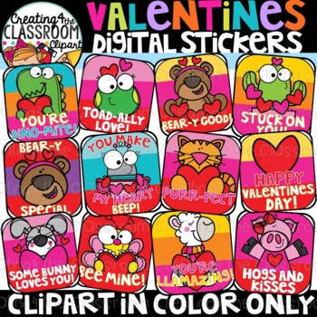 Preview of Valentines Digital Stickers Clipart- {Valentines Day Stickers}