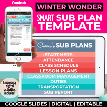 Preview of Editable Smart Sub Plan Templates | Google Slides | Winter Wonder