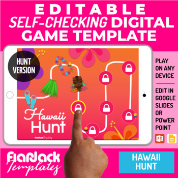 Preview of Google Slides PowerPoint Editable Digital Game Template | Hawaii Luau Hunt