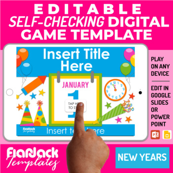 Preview of Google Slides PPT Game Template | Editable Digital Self Checking | New Years