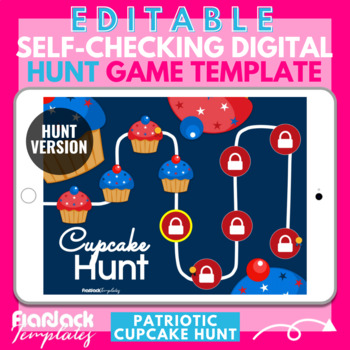Preview of Patriotic Cupcakes Google Slides PPT HUNT Game Template