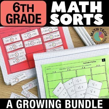 Preview of 6th Grade Math Sorts, Math Spiral Review Centers, Interactive Notebook Test Prep