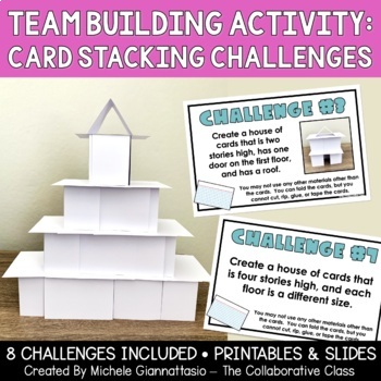 Preview of Card Stacking Challenges | Back to School Team Building Activity