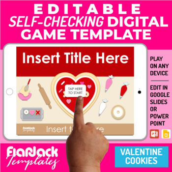 Preview of Valentine Cookies Google Slides PowerPoint Game Template Editable Self Checking