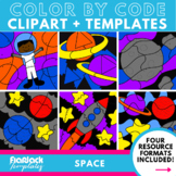 SPACE Color By Code Clipart + Google Slides PPT Templates Set