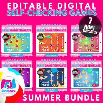 Preview of SUMMER HUNT Google Slides PowerPoint Game Templates Bundle