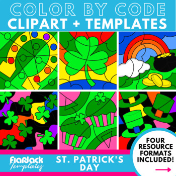 Preview of St. Patrick's Day Color By Code Clipart + Google Slides PowerPoint Templates Set