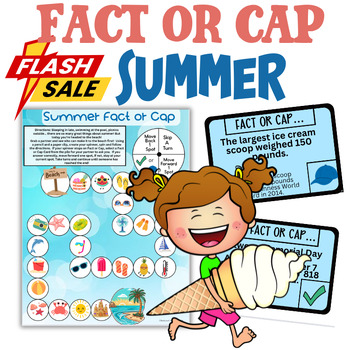 Preview of {FLASH SALE} Summer Fact or Cap Board Game: Educational Fun with 64 Facts!