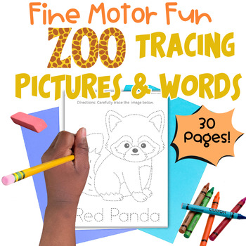Preview of {FLASH SALE} Zoo Picture & Word Tracing for Dysgraphia & Handwriting Practice