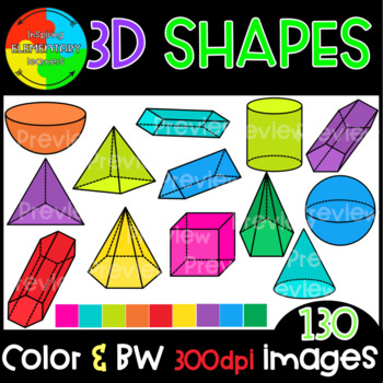 3D Shapes Clipart by Inspiring Elementary Learners | TPT