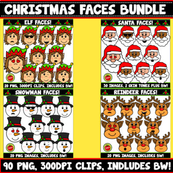 Preview of Christmas Faces Clipart Bundle