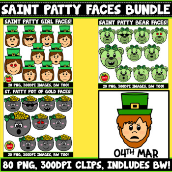 Preview of Saint Patrick's Day Faces And Emotions Clipart Bundle