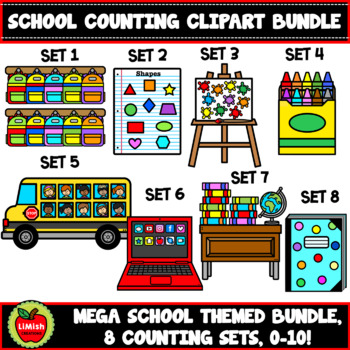 Preview of MEGA School Counting Clipart Bundle