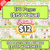 (FLASHSALE!!) 190 Pages EASTER Worksheet Math ELA Science 