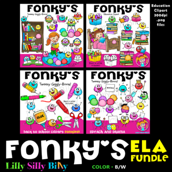 Preview of ♡ FONKY'S - ELA Fundle! Clipart in color and Black/ White stamps.