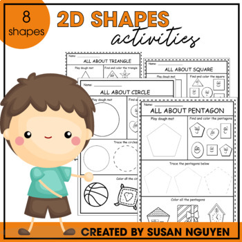 Preview of [FREE] 2D Shapes Worksheet for PreSchool, Pre-K, Kindergarten