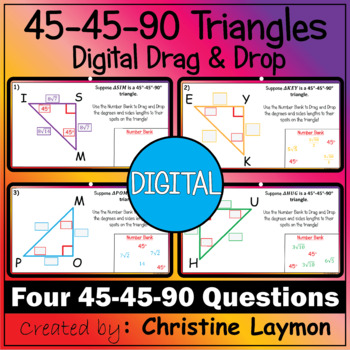 Preview of {FREE} 45-45-90 Special Right Triangles Digital Drag and Drop