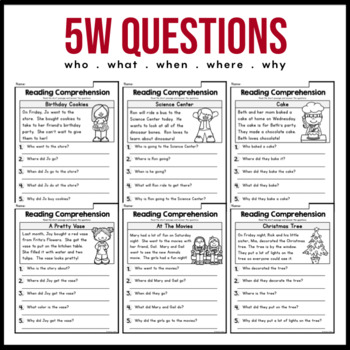 free 5 wh questions reading comprehension passages beginner