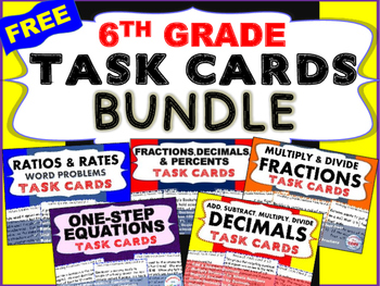 Preview of ~FREE~ 6th Grade Math Common Core WORD PROBLEM TASK CARDS {20 CARDS}
