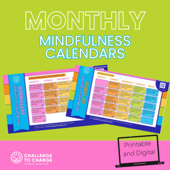 Preview of [FREE] 9 Monthly Mindfulness Activity Calendars | Sept 2023 - May 2024