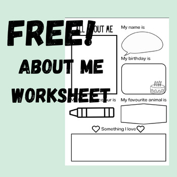 Preview of *FREE* About Me Worksheet (Lower Primary)