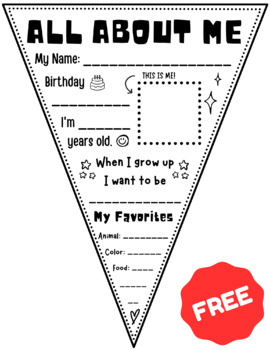Preview of (FREE) All About Me - Pennant Flag