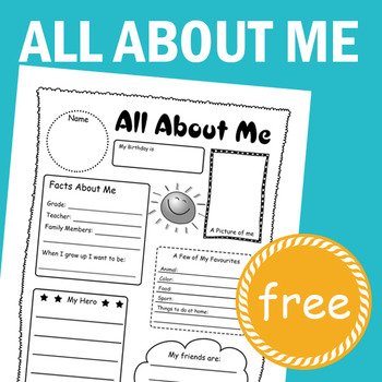 Preview of [FREE] All About Me - school activity