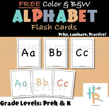 Preview of **FREE** Alphabet Flash Cards in Color and B&W