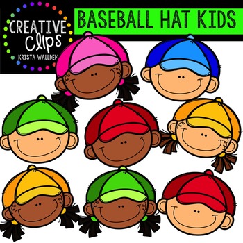 Preview of {FREE} Baseball Hat Kids {Creative Clips Digital Clipart}