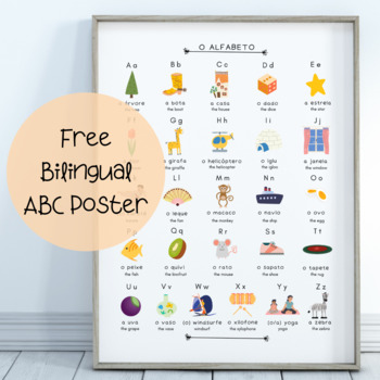 Preview of *FREE* Bilingual Alphabet Poster, European Portuguese - English
