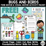*FREE* Bugs and Birds - Fine Motor & Visual Motor - Color, Write, Cut, Glue