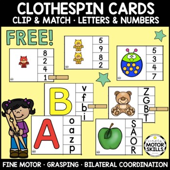 Preview of *FREE* CLIP and MATCH - Clothespin Cards - Letters & Numbers