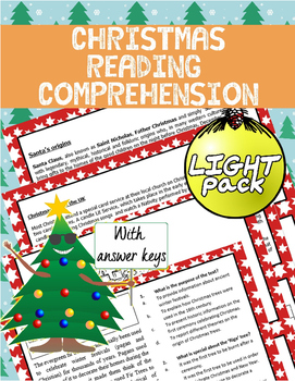 Preview of [FREE] Christmas Reading Comprehension Light Pack | Reading Comprehension |