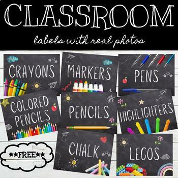 Preview of **FREE** Classroom Labels with real photos