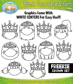 Preview of FREE Crowns Blank Face Characters Clipart {Zip-A-Dee-Doo-Dah Designs}