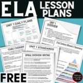 FREE ELA LESSON PLANS, SCOPE AND SEQUENCE, CCSS STANDARDS 