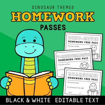 Preview of Editable Homework Passes - Dinosaur Theme