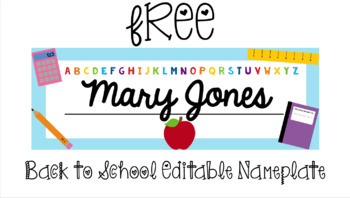 Preview of **FREE** Editable Nametag Template - Back to School