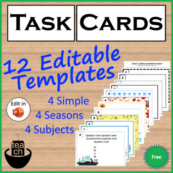 Preview of *FREE* Editable Task Card Templates