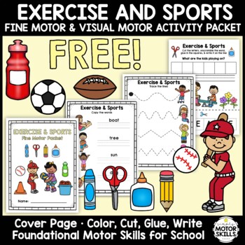 Preview of *FREE* Exercise & Sports - Fine Motor & Visual Motor - Color Write Cut Glue