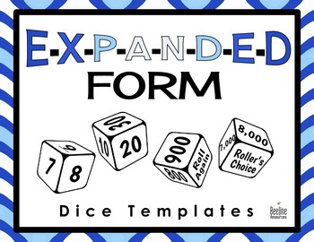 Preview of *FREE* Expanded Form Dice Templates *8 Templates*