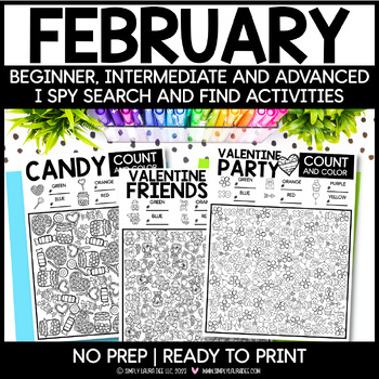 Preview of FEBRUARY Count and Color I SPY Activity | Valentine Themed