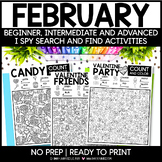 FEBRUARY Count and Color I SPY Activity | Valentine Themed