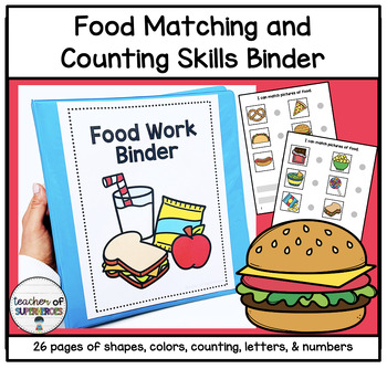 Preview of *TEACHER APPRECIATION FREEBIE* Food Matching & Counting Work Binder