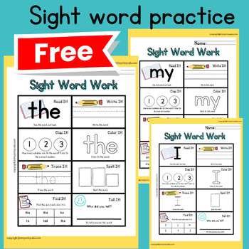 Preview of [FREE] High frequency sight word practice for kindergarten