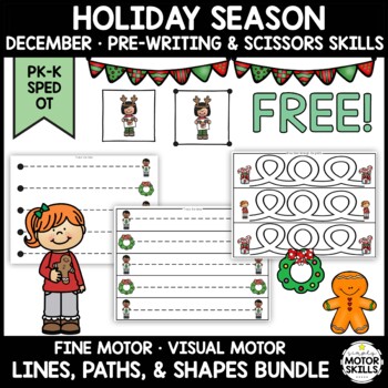 Preview of *FREE* Holiday • Pre-Writing, Scissors • Lines, Paths, Shapes • PK-K