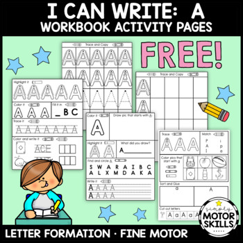 Preview of *FREE* I CAN WRITE - Uppercase Letter A workbook • Handwriting • Fine Motor