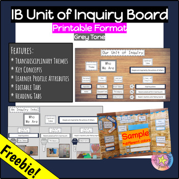 Preview of ***FREE*** IB PYP Unit of Inquiry (Bulletin Board Display) - Grey
